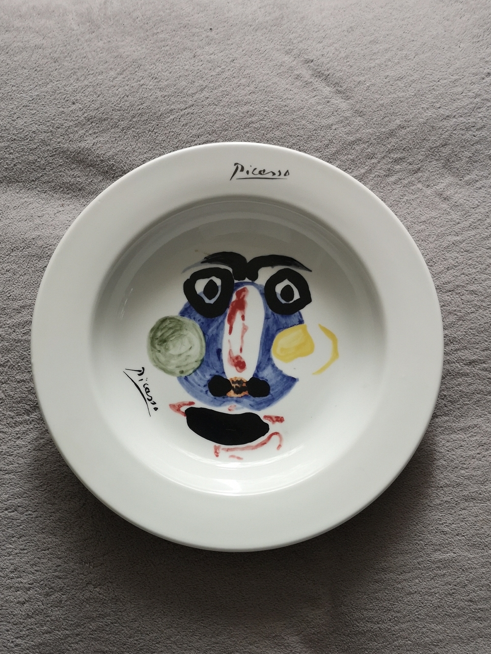 Hard to Find Double-signed Limited Edition Picasso Center Display Face Bowl 12"